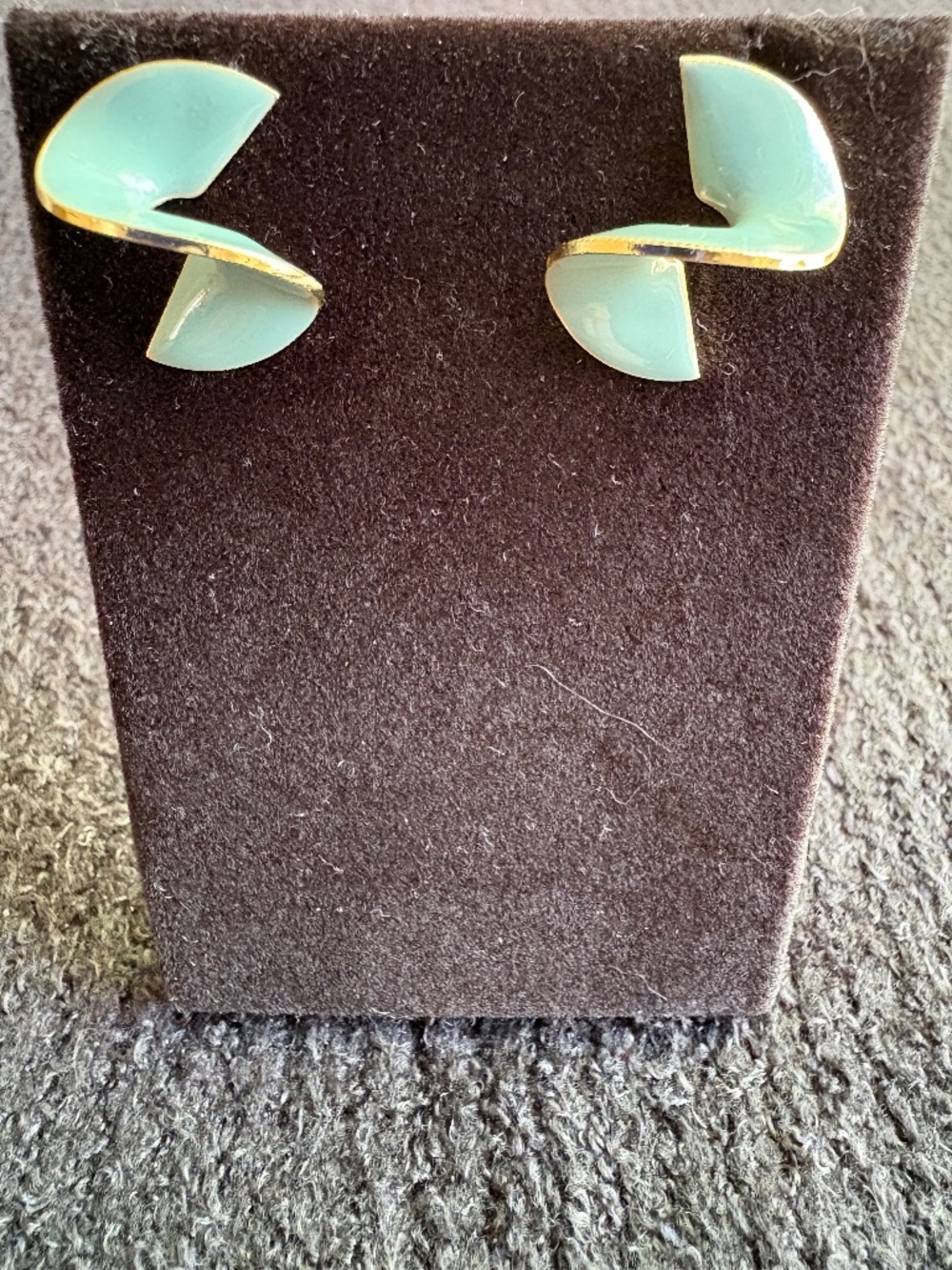 Vintage 1980s Teal Enamel & Gold Sculptural Swirl Studs